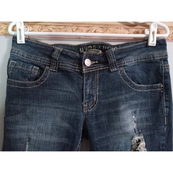 Hydraulic 9/10 Dark Wash Bailey Almost Boot Y2K 90s Distressed Denim Jeans - Picture 2 of 7